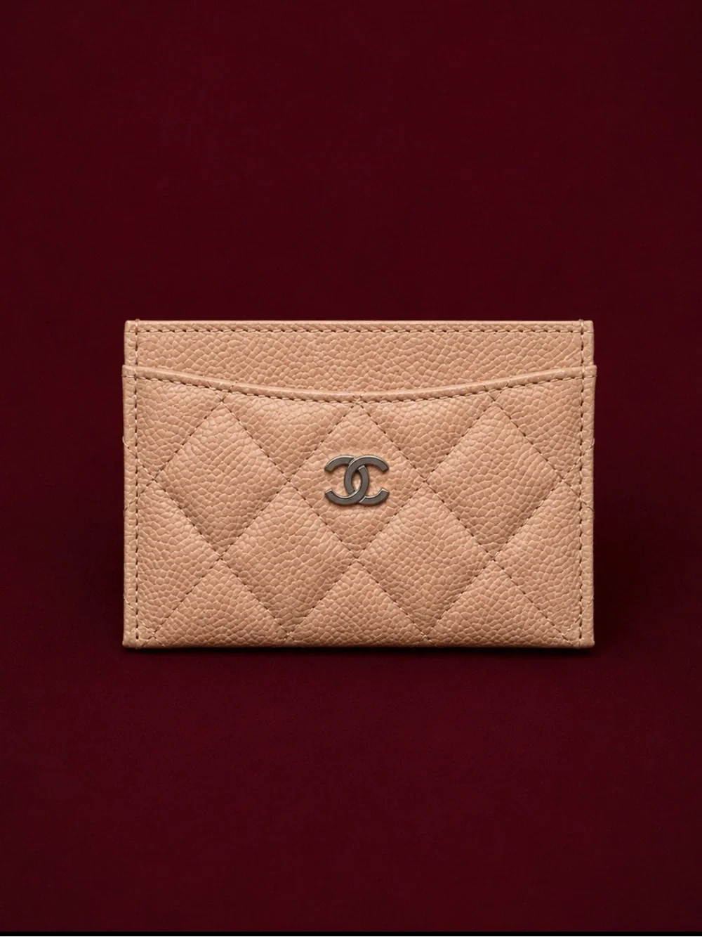 🔥CHANEL Caviar Quilted Card Holder in Beige